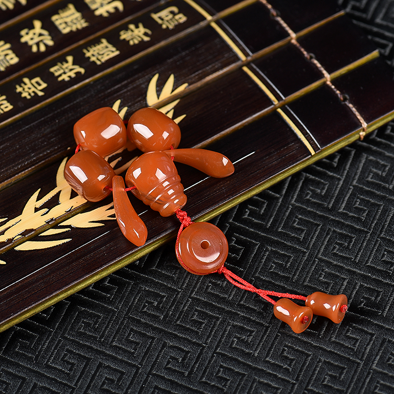 川料天然玫瑰红南红一套-红掌柜