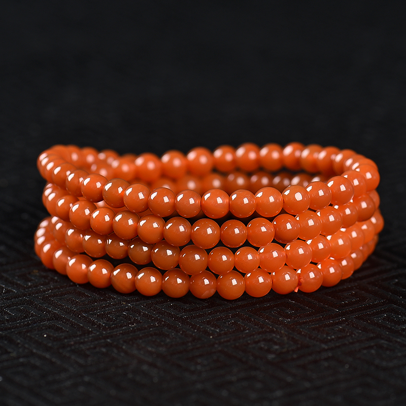 川料天然樱桃红南红多圈手串-红掌柜