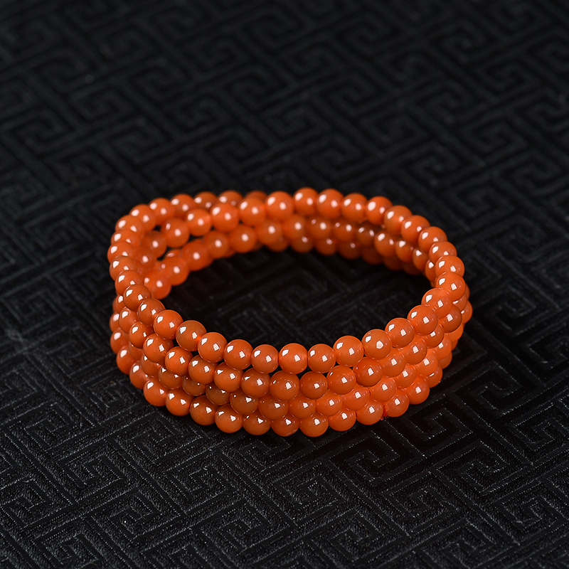 天然樱桃红南红多圈手串-红掌柜