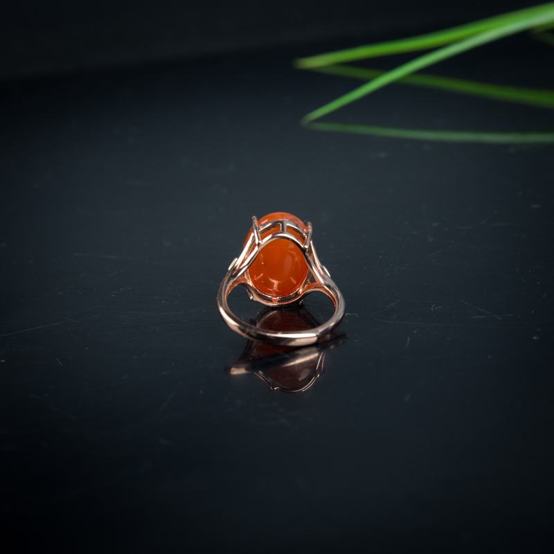 保山银镶樱桃红南红戒指-红掌柜