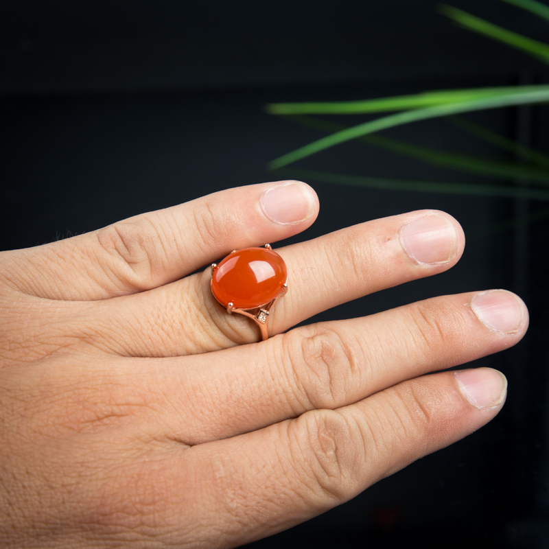 保山樱桃红南红戒指-红掌柜
