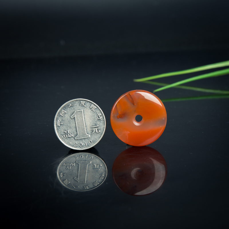 冰飘料南红平安扣吊坠-红掌柜