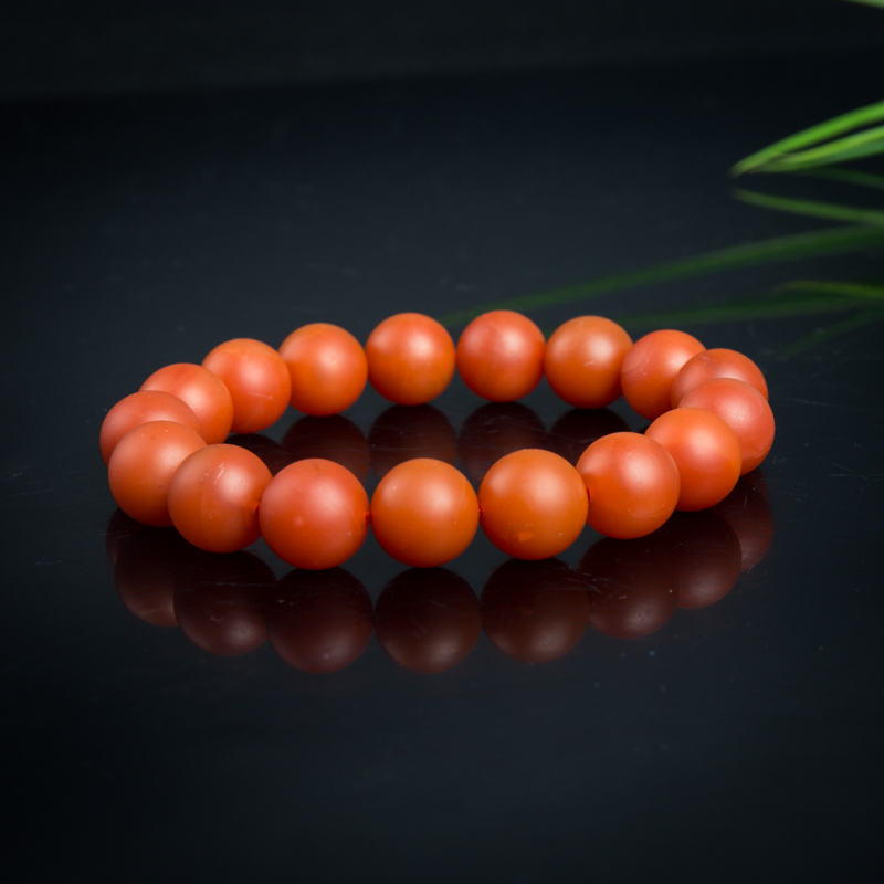 11.9mm天然柿子红南红单圈手串-红掌柜