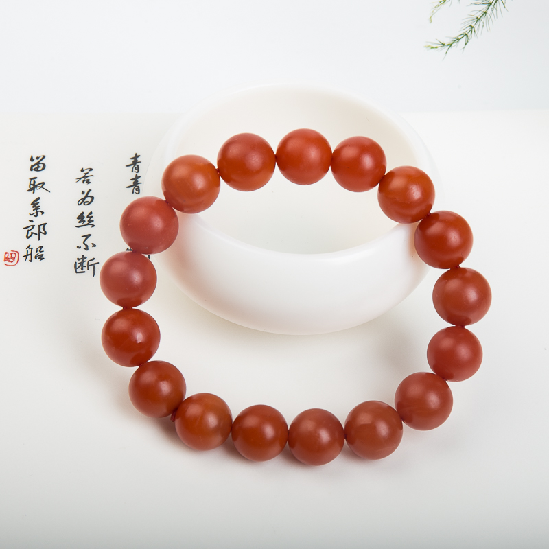 天然保山柿子红南红单圈手串-红掌柜