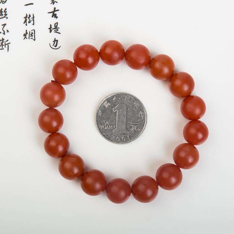 12.5mm天然柿子红南红单圈手串-红掌柜