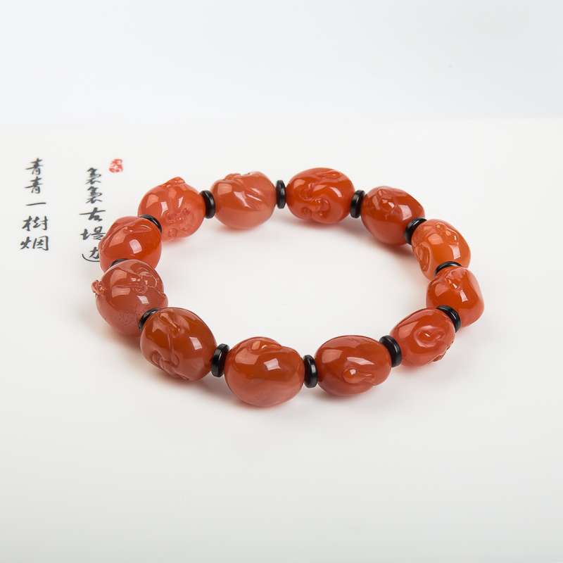 樱桃红南红单圈手串-红掌柜