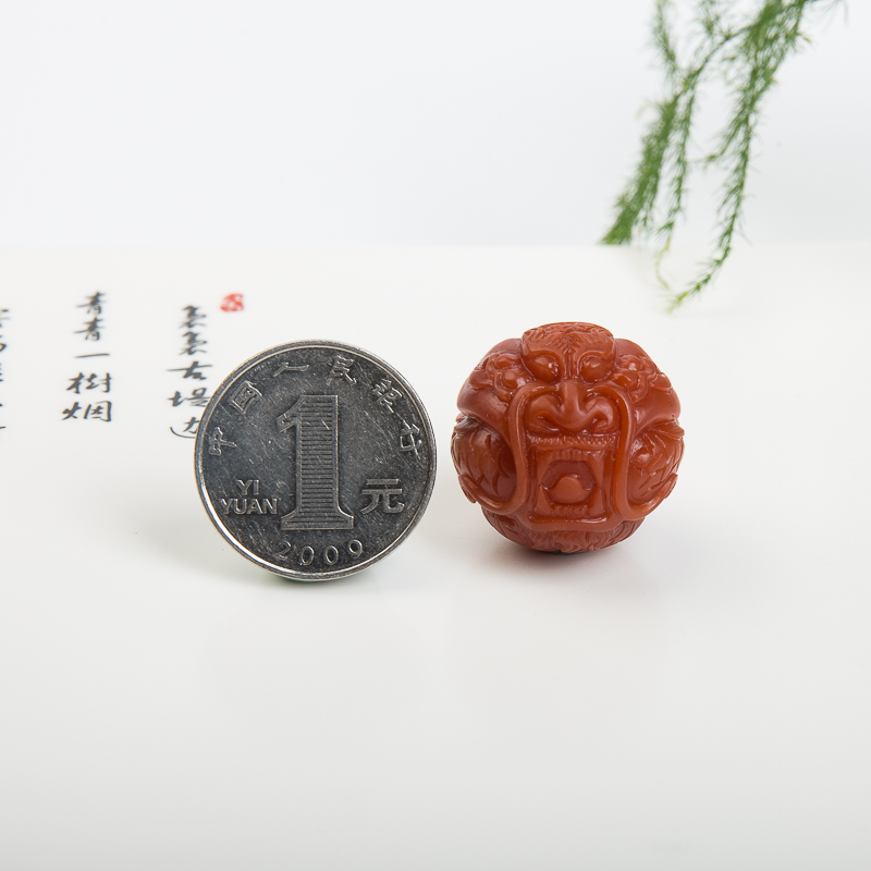 24.9mm天然柿子红南龙珠吊坠-红掌柜