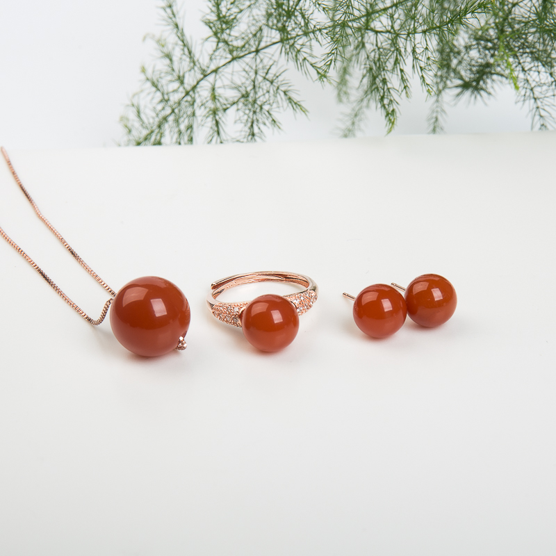 四川柿子红南红三件套套装-红掌柜