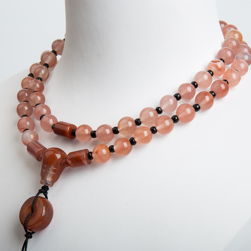 天然四川冰飘料南红多圈手串-红掌柜