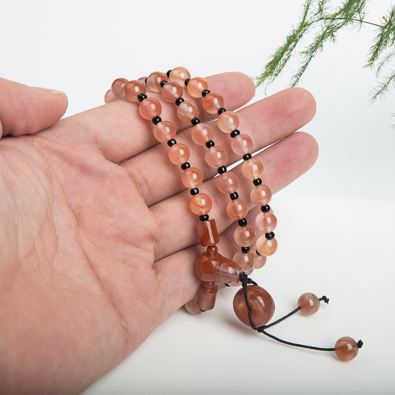 7.4mm四川冰飘料南红多圈手串-红掌柜