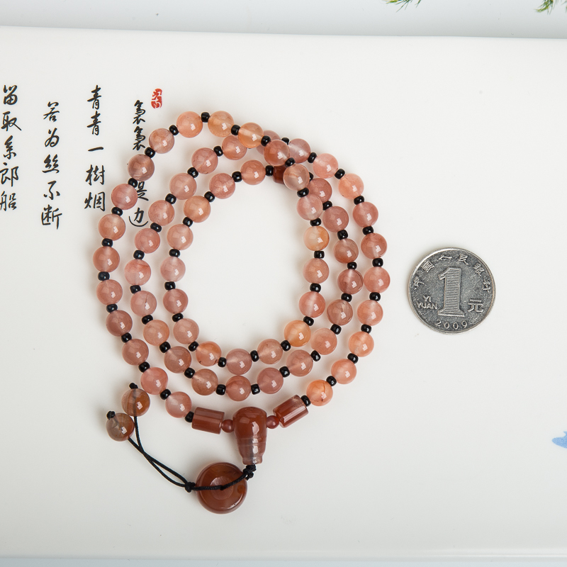 7.4mm天然冰飘料南红多圈手串-红掌柜