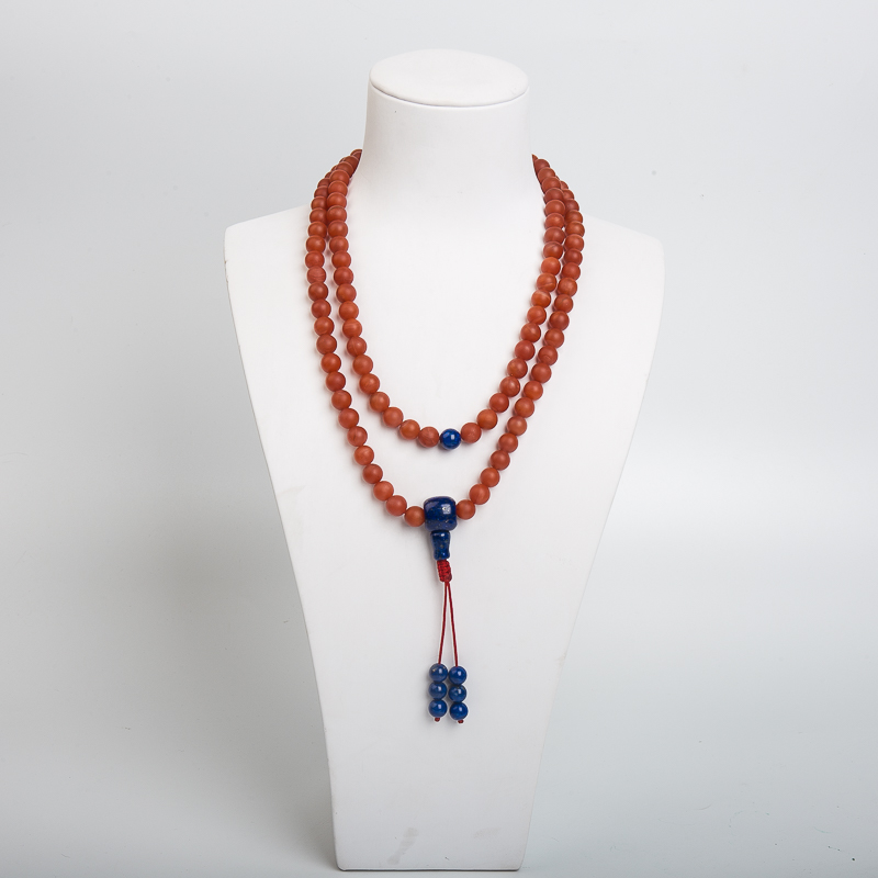 7.8mm柿子红南红108佛珠-红掌柜