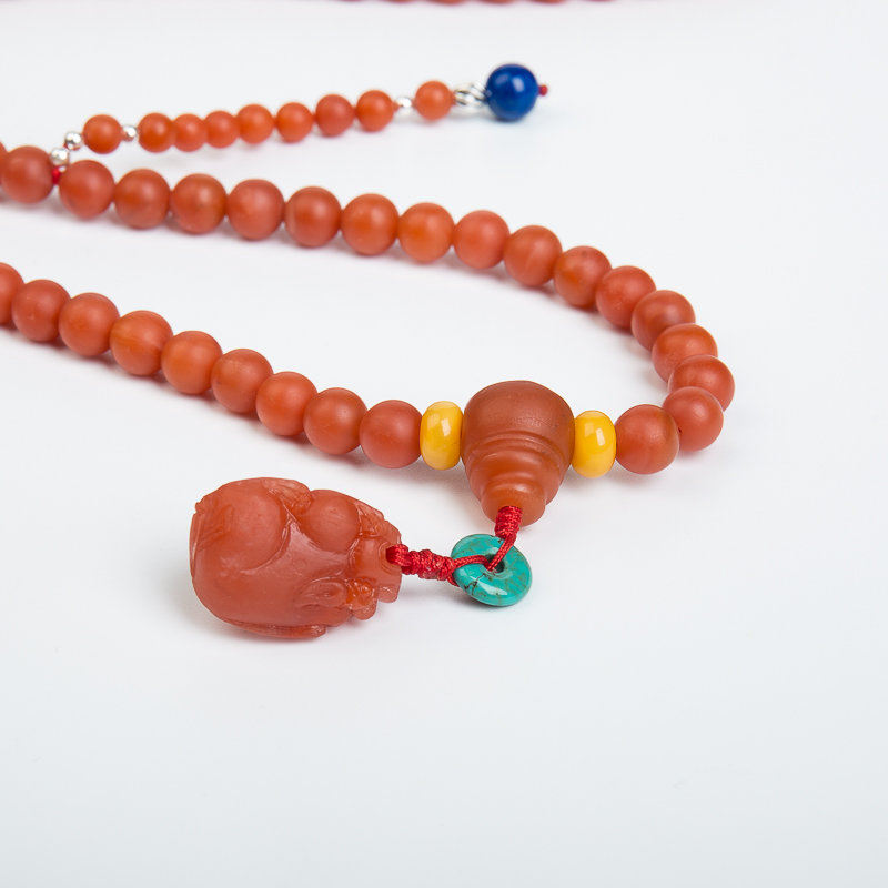 云南保山柿子红南红108佛珠-红掌柜