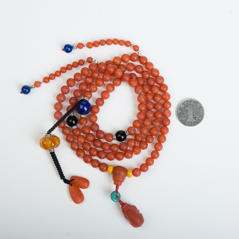 7.5mm云南保山柿子红南红108佛珠-红掌柜