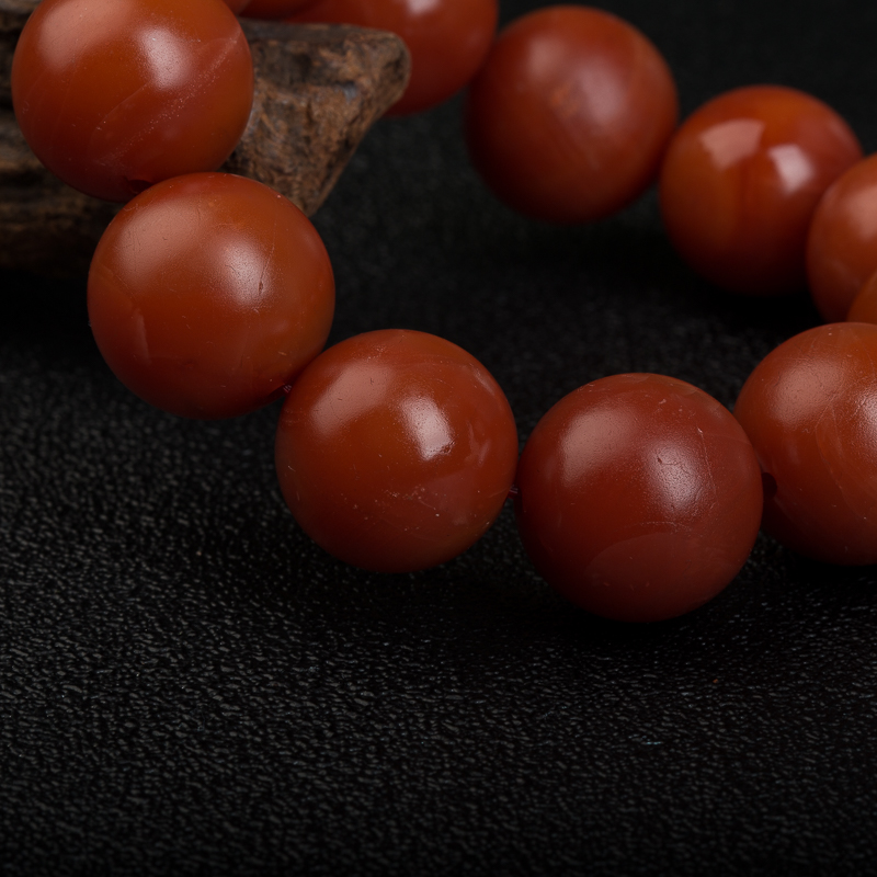 保山天然南红单圈手串-红掌柜