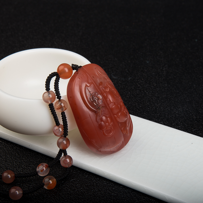 川料天然樱桃红南红吊坠-红掌柜