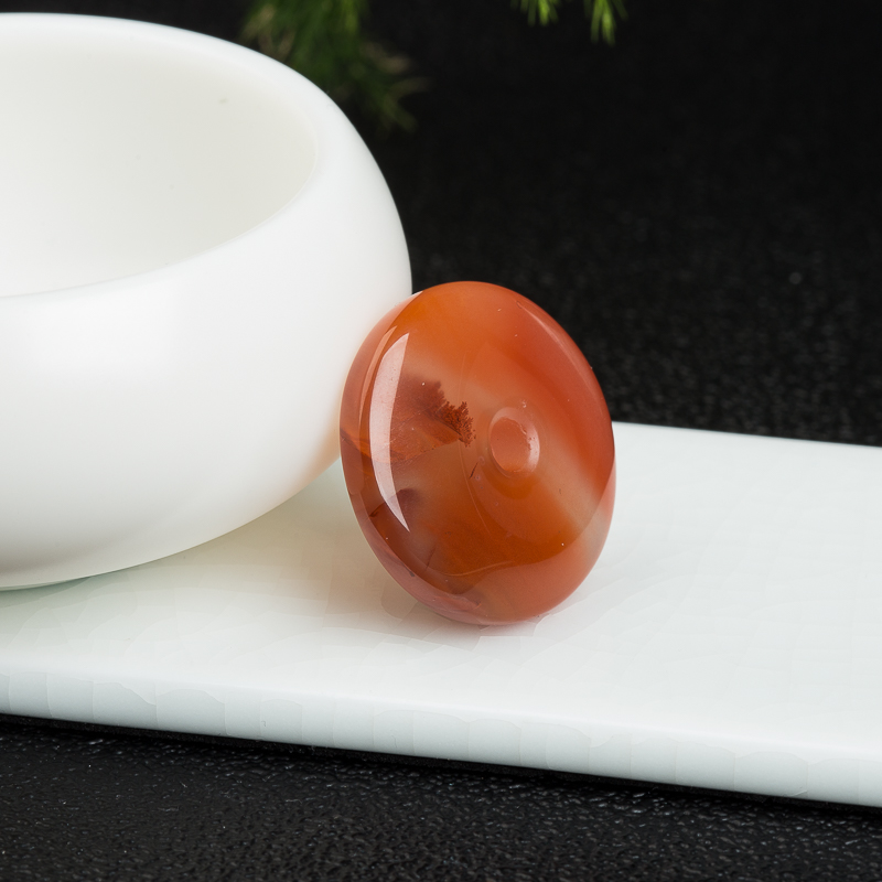 天然冰飘料南红平安扣吊坠-红掌柜