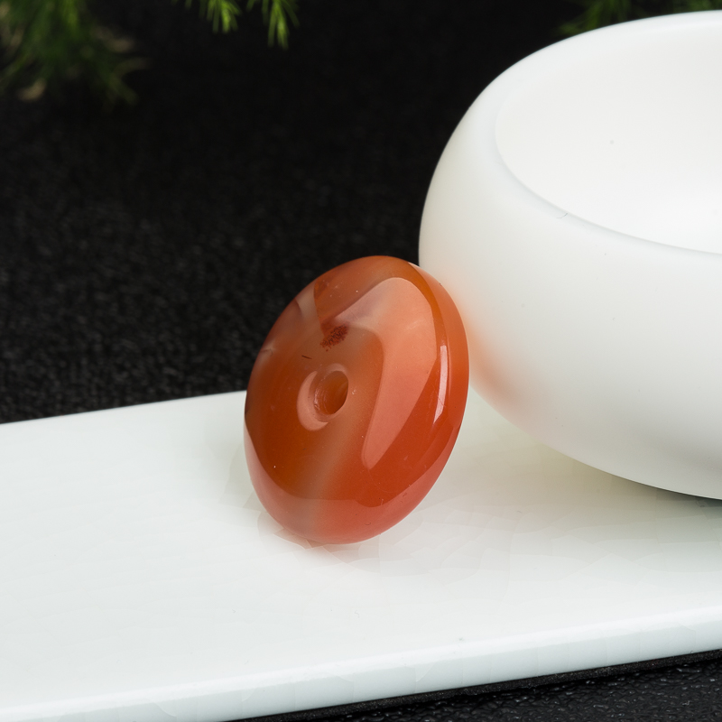 川料冰飘料南红平安扣吊坠-红掌柜