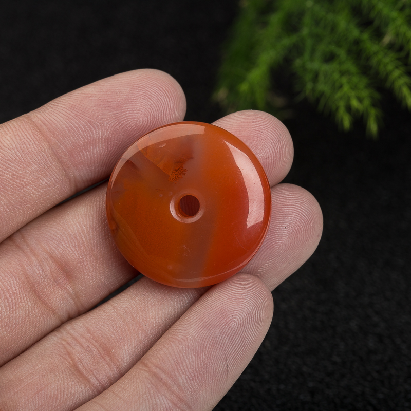 冰飘料南红平安扣吊坠-红掌柜