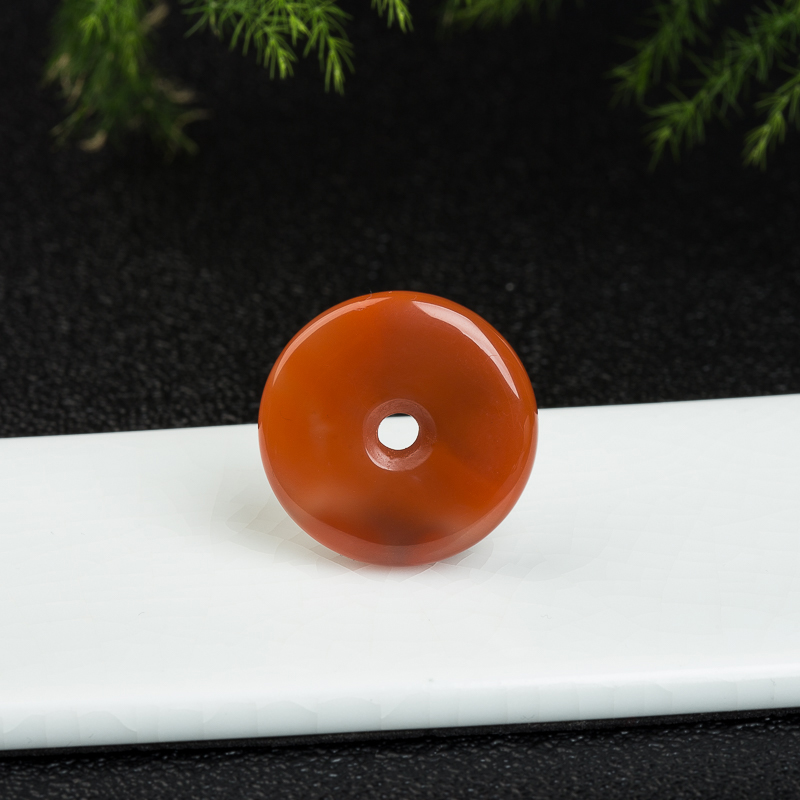 川料天然冰飘料南红平安扣吊坠-红掌柜