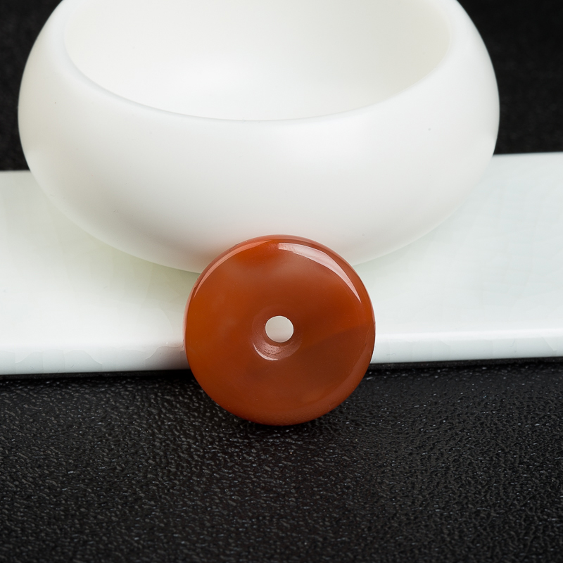 川料天然南红平安扣吊坠-红掌柜