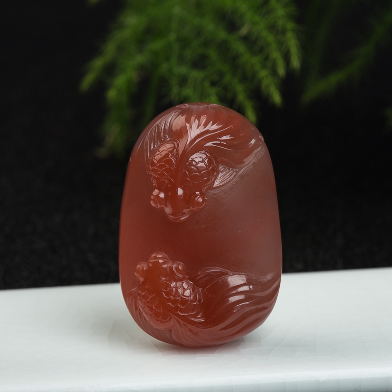 保山天然冰飘料南红金玉满堂吊坠-红掌柜