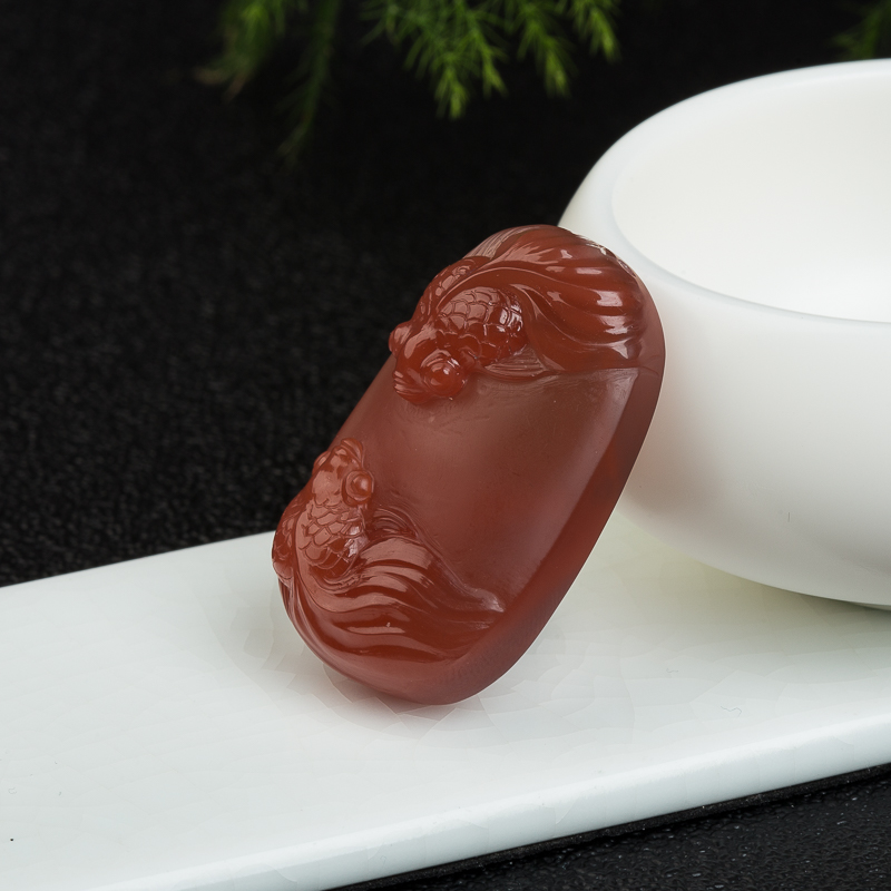 保山冰飘料南红金玉满堂吊坠-红掌柜