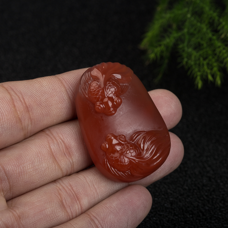 冰飘料南红金玉满堂吊坠-红掌柜