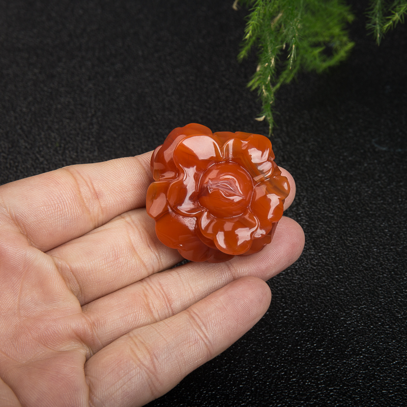 四川樱桃红南红花吊坠-红掌柜