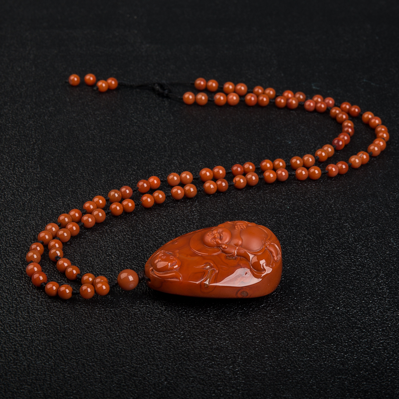 云南柿子红南红花开见佛吊坠-红掌柜