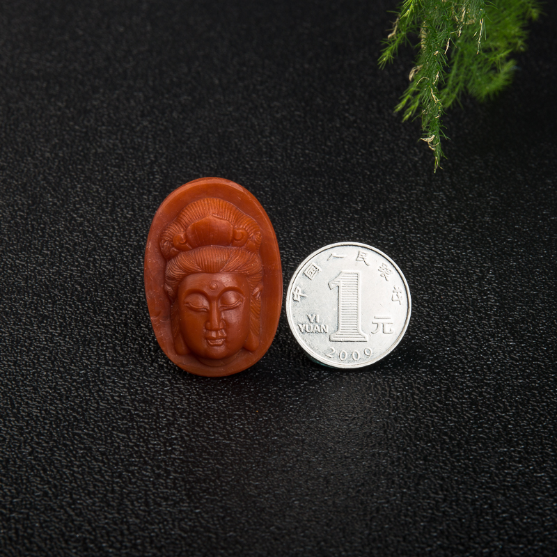 云南保山柿子红南红观音吊坠-红掌柜