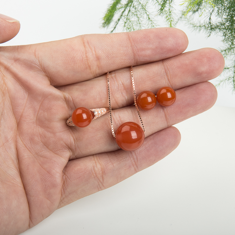 四川天然樱桃红南红套装-红掌柜