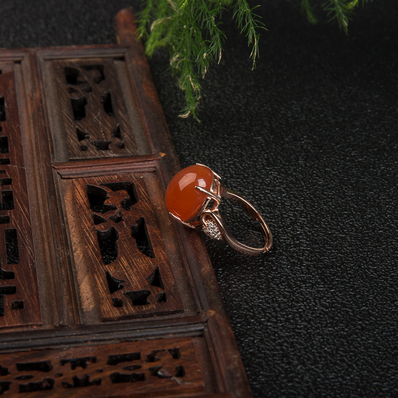 保山樱桃红南红戒指-红掌柜