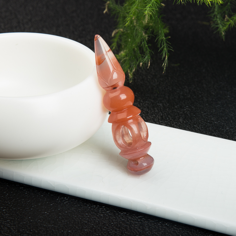 冰飘料南红降魔杵吊坠-红掌柜