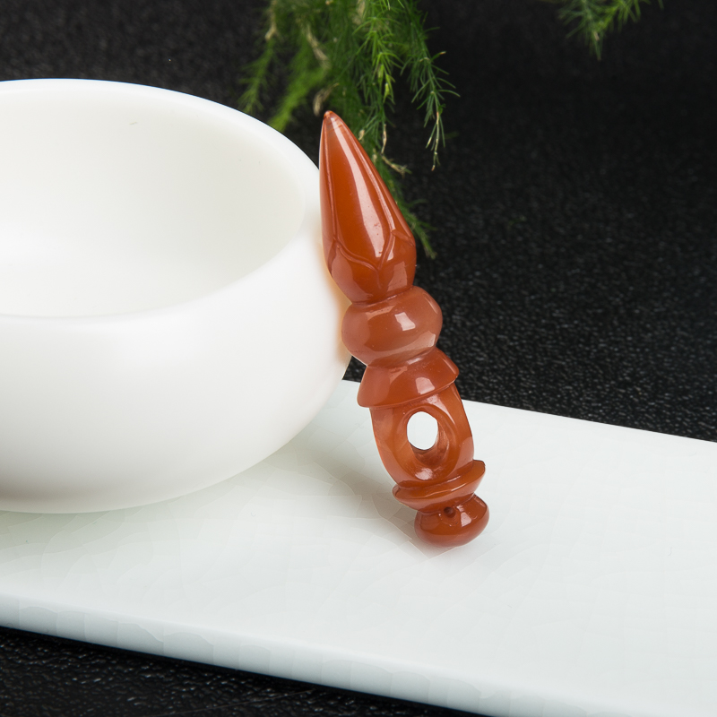 冰飘料南红降魔杵吊坠-红掌柜