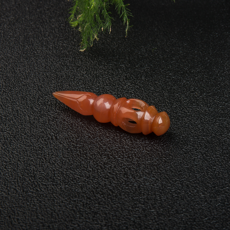 天然冰飘料南红降魔杵吊坠-红掌柜