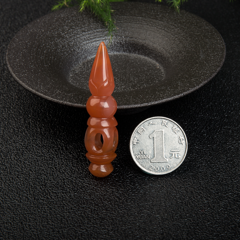 天然四川冰飘料南红降魔杵吊坠-红掌柜