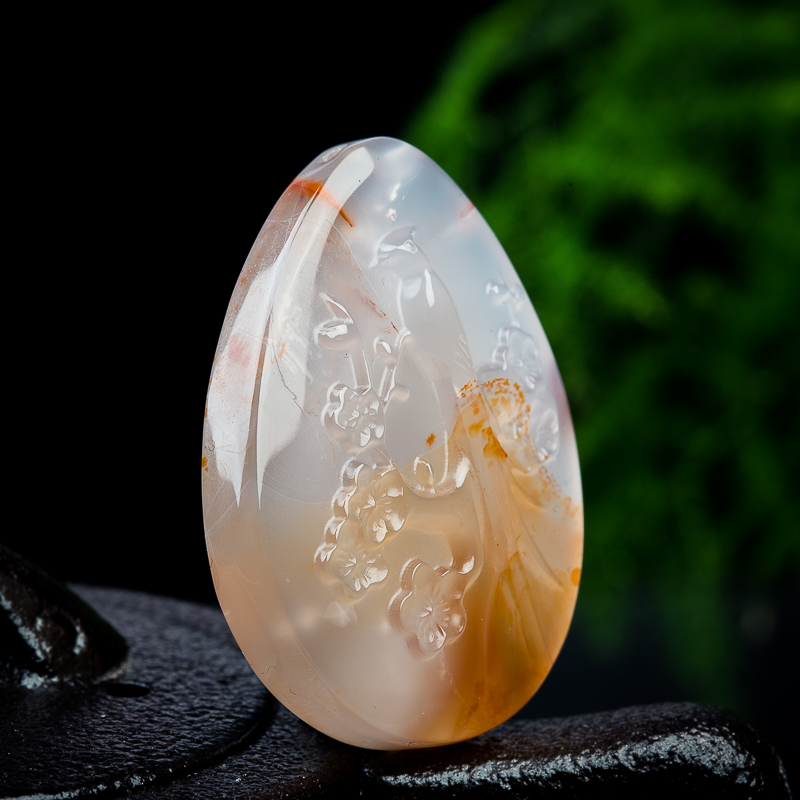 冰飘料南红喜上眉梢吊坠-红掌柜