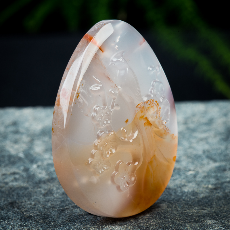 天然冰飘料南红喜上眉梢吊坠-红掌柜