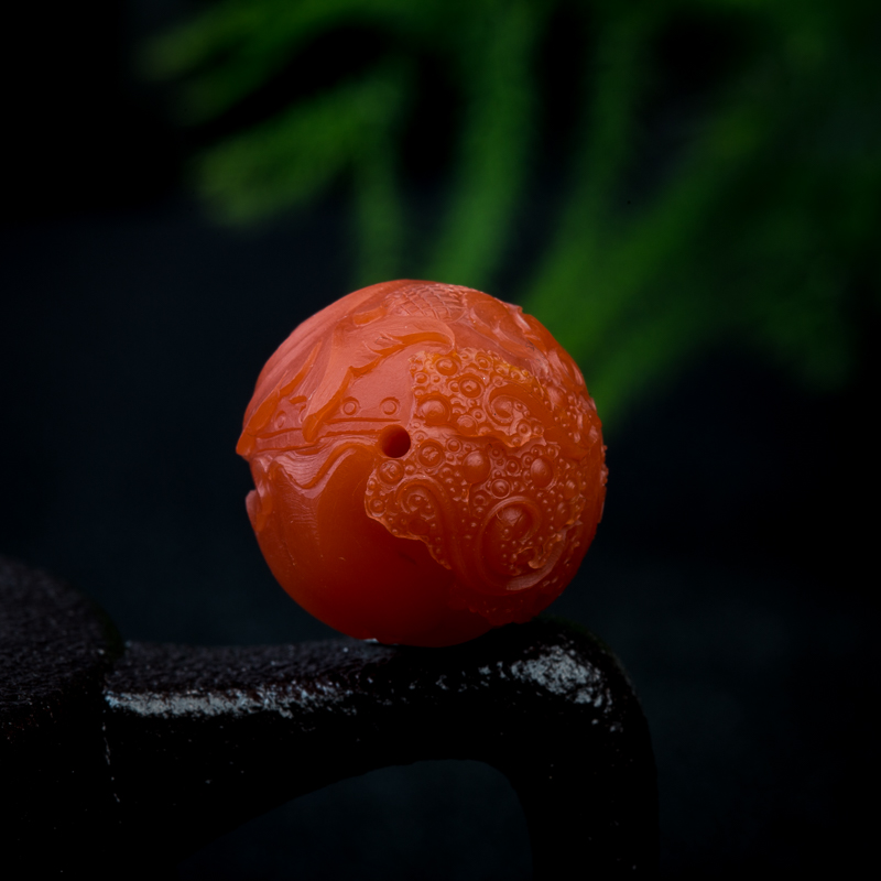 南红金玉满堂圆珠吊坠-红掌柜