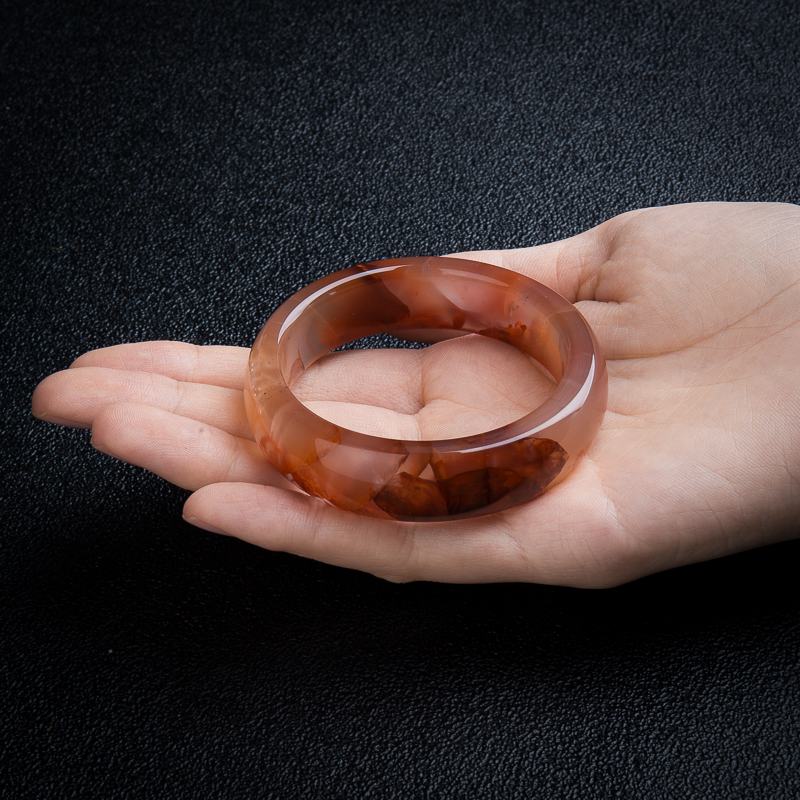 冰飘料南红手镯-红掌柜