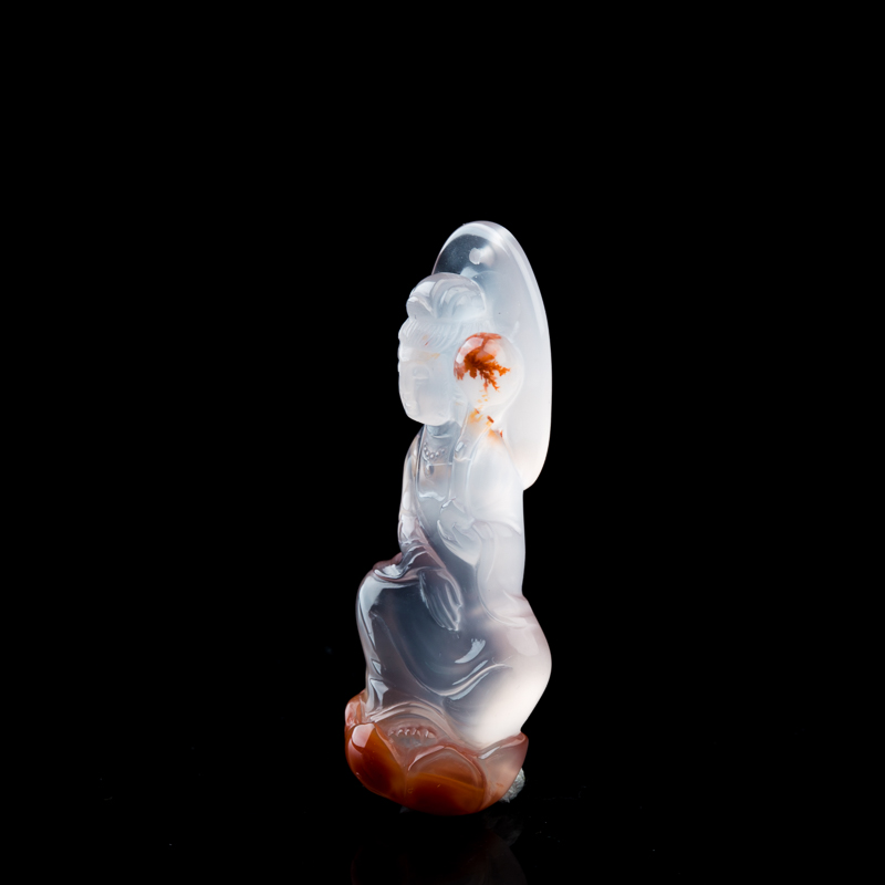 天然俏色南红观音吊坠-红掌柜