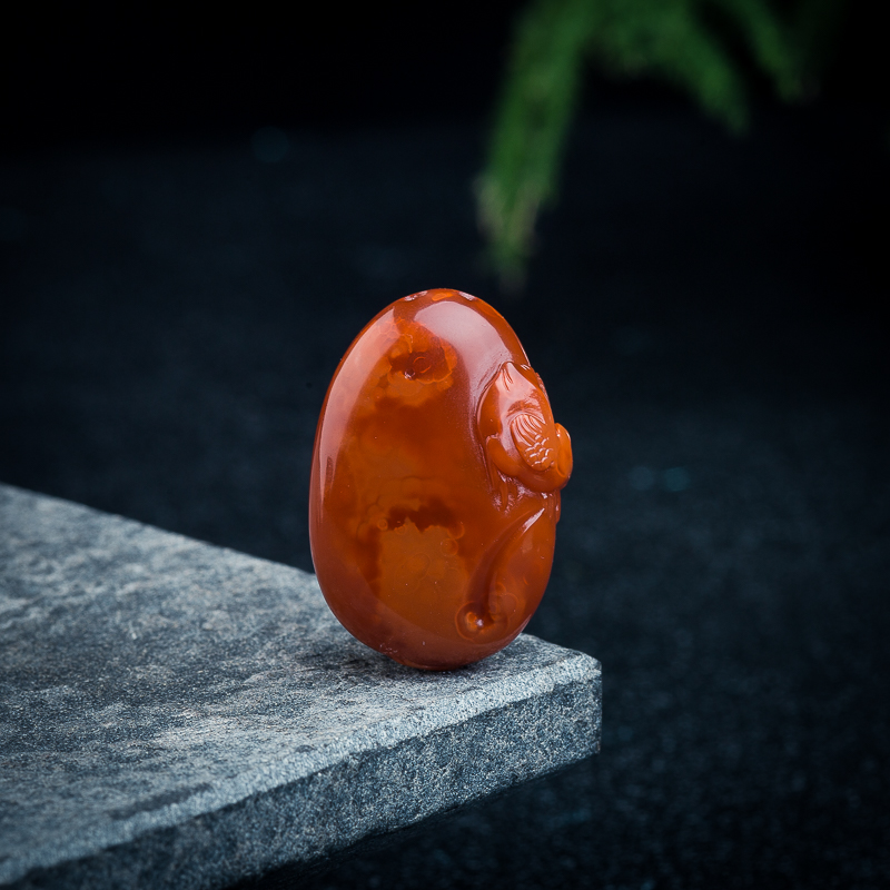 天然南红鸳鸯吊坠-红掌柜