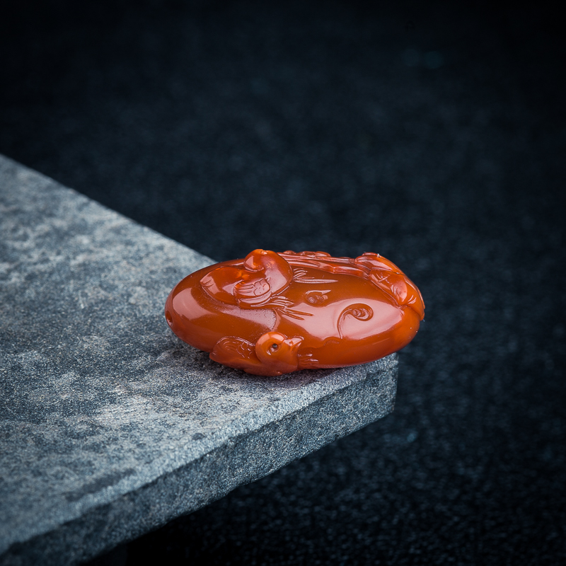 冰飘料南红鸳鸯挂坠-红掌柜