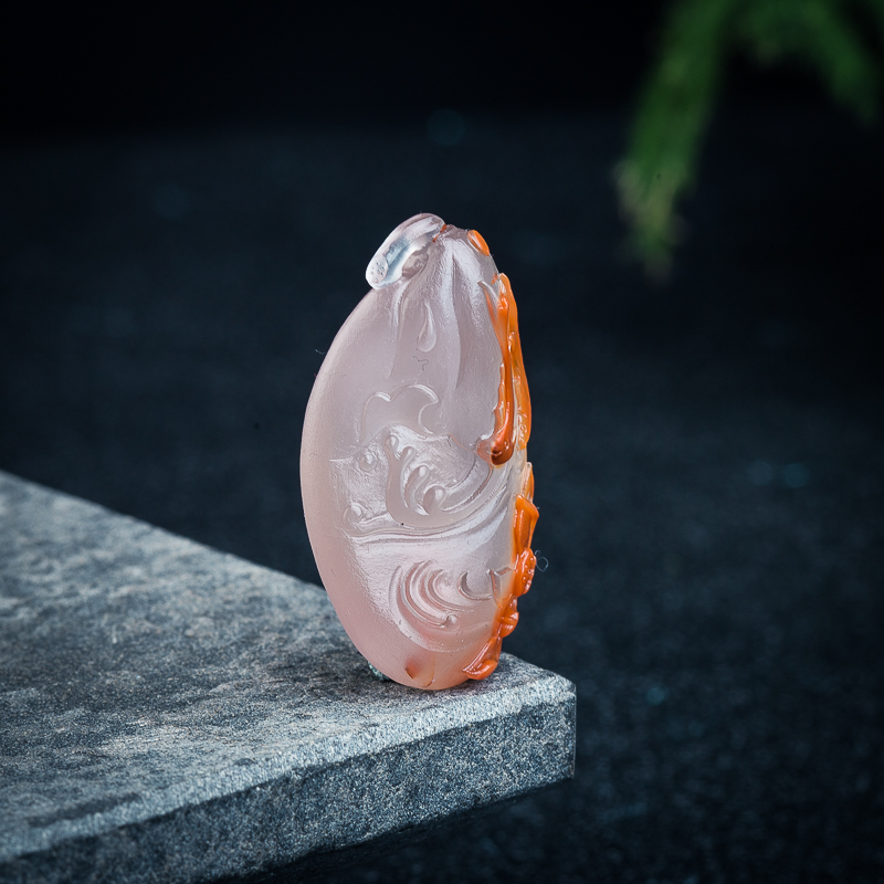 天然南红连年有鱼吊坠-红掌柜