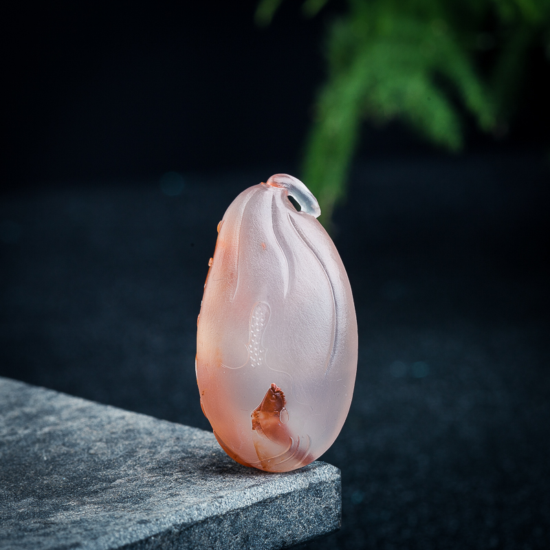 冰飘料南红连年有鱼吊坠-红掌柜