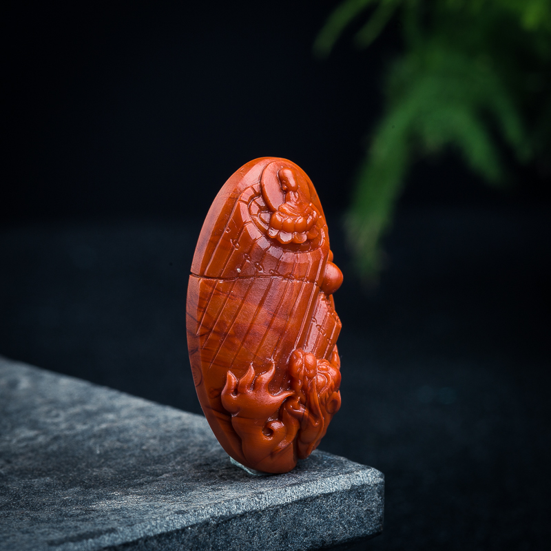 南红开卷有益吊坠-红掌柜