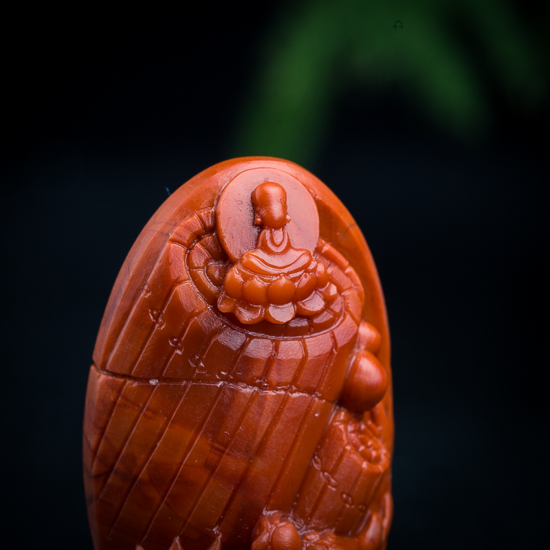 柿子红南红开卷有益吊坠-红掌柜