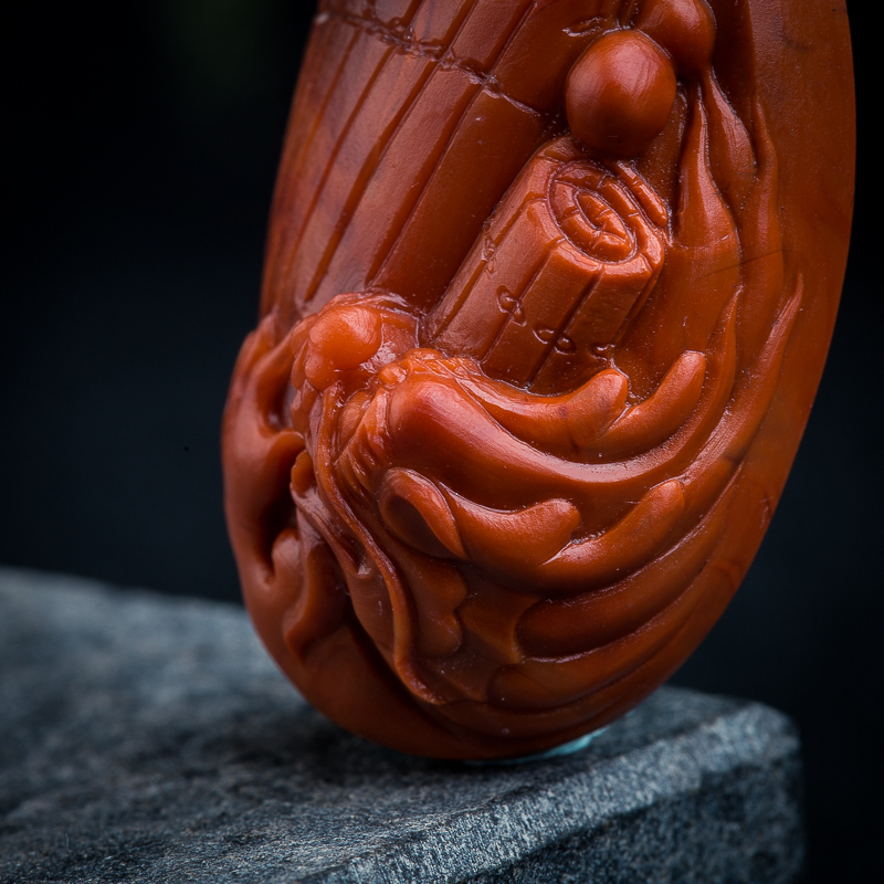 柿子红南红开卷有益挂坠-红掌柜