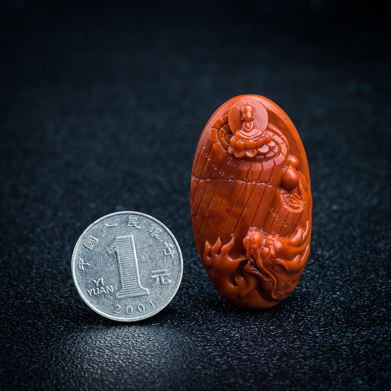 柿子红南红开卷有益挂坠-红掌柜